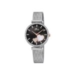 Montre Cœur Femme cadran noir Acier inoxydable Lotus 18616/4