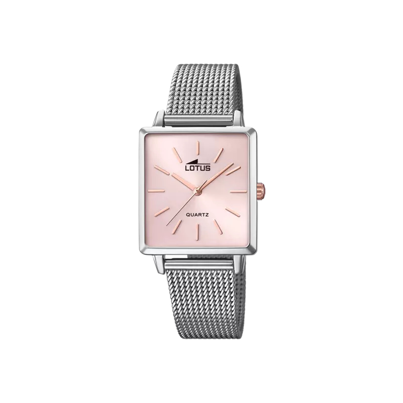 montre-femme-acier-inoxydable-rose-lotus-18718-2 Montre carrée Femme rose pale, Acier inoxydable LOTUS 18718/2