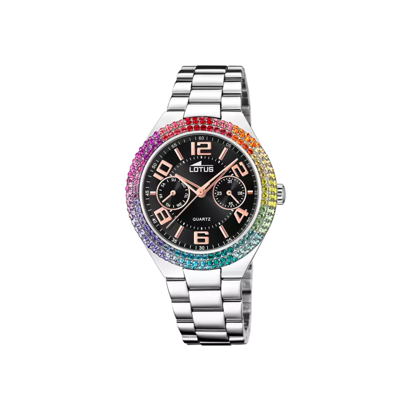 montre-femme-lotus-noir-acier-inoxydable-18907-2 Montre Femme Rainbow Acier inoxydable LOTUS 18907/2