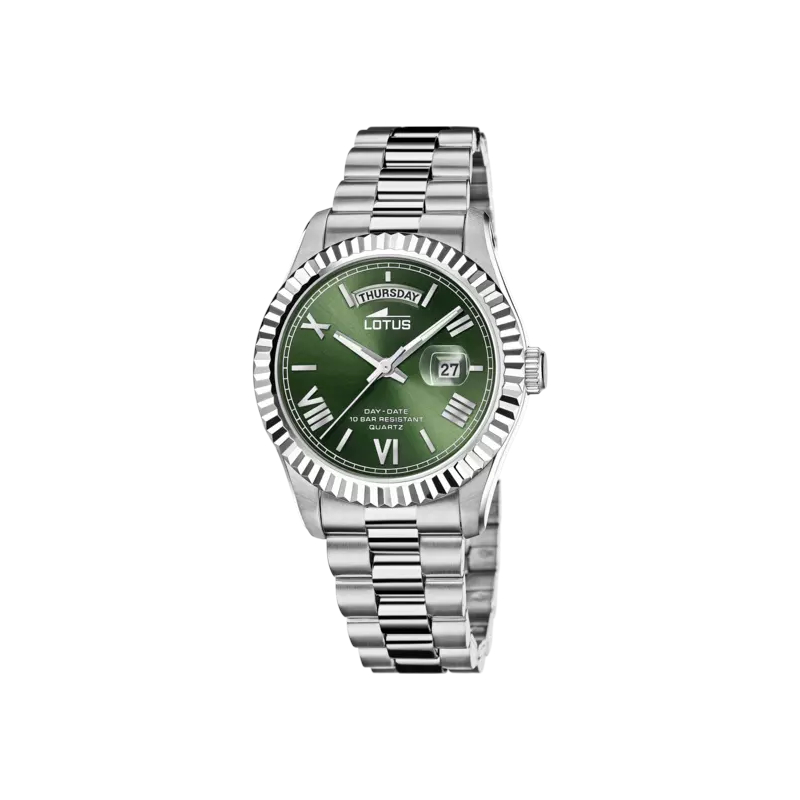 montre-homme-acier-inoxydable-lotus-18854-3 Montre cadran vert Homme Acier inoxydable LOTUS 18854/3