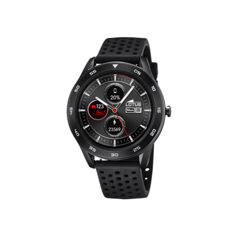 montre-homme-connectee-acier-inoxydable-lotus-50013-D Montre Smartwatch Homme connectée Lotus caoutchouc noir Acier inoxydable 50013/D