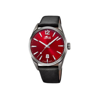 Montre Homme cadran rouge, cuir marron foncé et Acier inoxydable LOTUS 18685/5