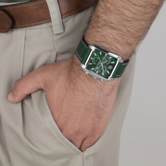 Montre carrée Homme LOTUS cuir vert 18851/3 portée