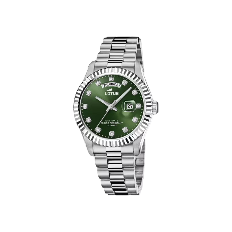 montre-lotus-homme-acier-18854-6 Montre Homme Acier inoxydable cadran vert LOTUS 18854/6