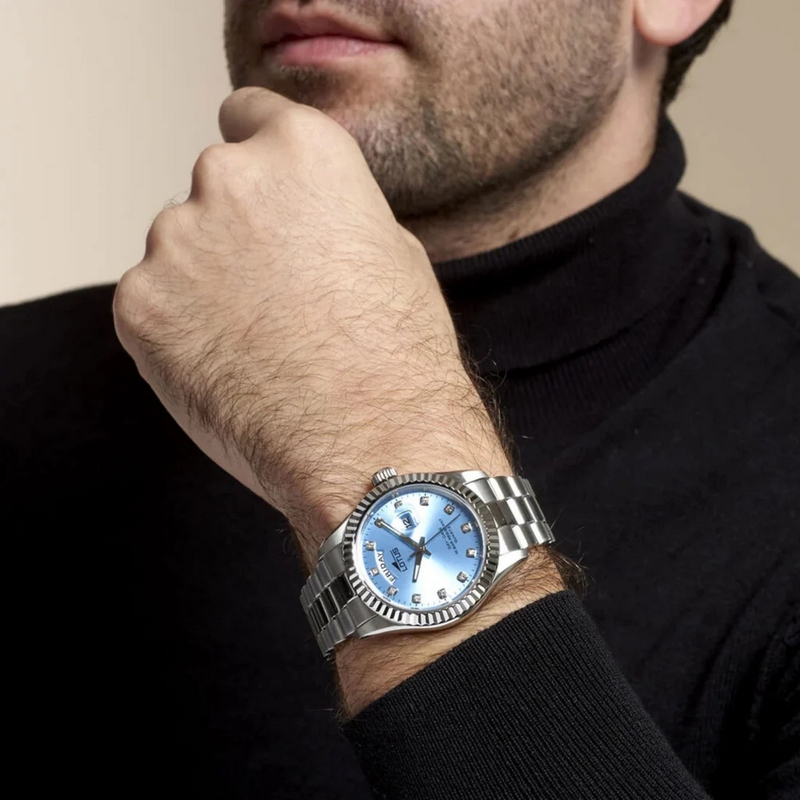 Montre Homme Acier inoxydable cadran bleu LOTUS 18854/9 portée