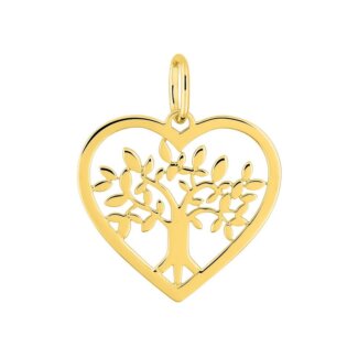 Pendentif Femme Cœur Arbre de vie Or jaune 750/1000 ROBBEZ MASSON porté