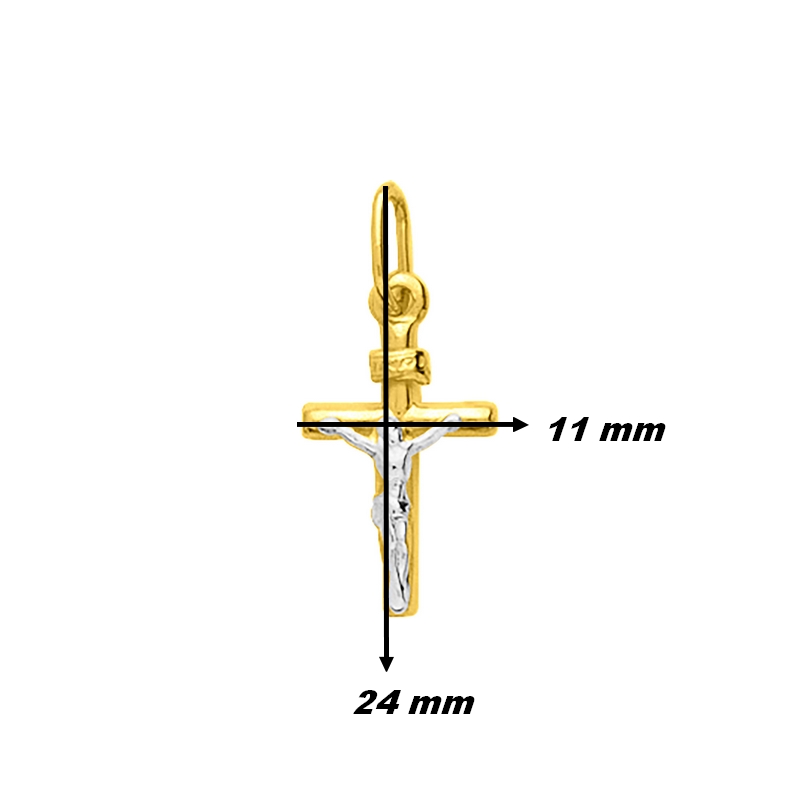 pendentif-croix-Christ-or-jaune-blanc-750-robbez-masson-2786.1G-dimensions Pendentif Croix Christ Or jaune et blanc 750/1000 ROBBEZ MASSON, dimensions
