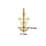 Pendentif Croix de Camargue Or jaune 750/1000 THOMAS JAVON, dimensions