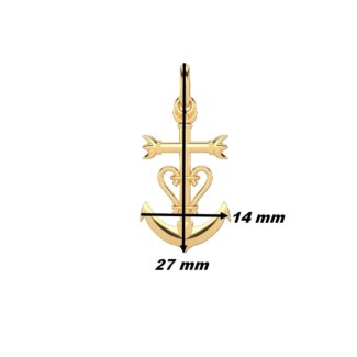 Pendentif Croix de Camargue Or jaune 750/1000 THOMAS JAVON, dimensions