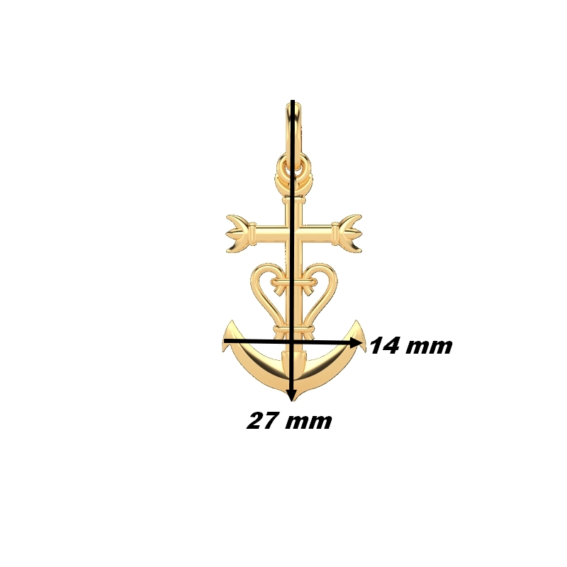 Pendentif Croix de Camargue Or jaune 750/1000 THOMAS JAVON, dimensions