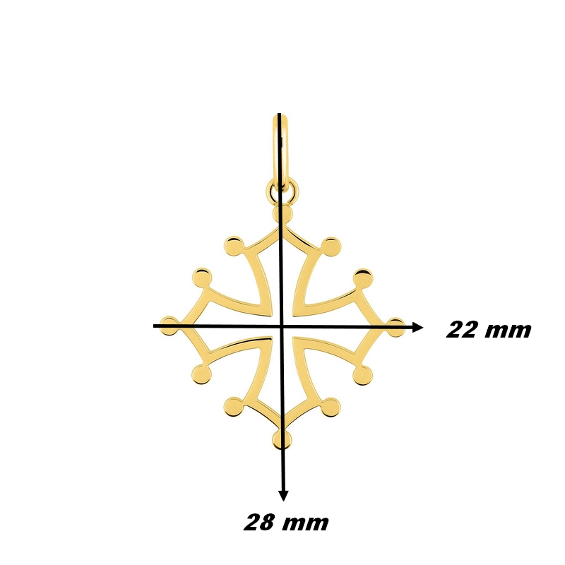 Pendentif Croix Occitane Or jaune 750/1000 ROBBEZ MASSON, dimensions