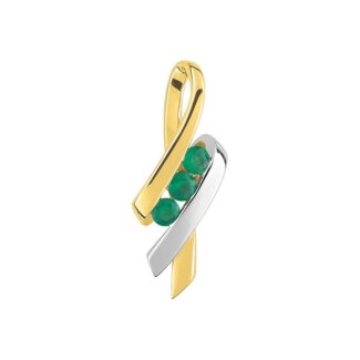 Pendentif Femme Or jaune et blanc 750/1000 et Emeraudes ROBBEZ MASSON