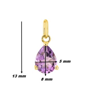 Pendentif goutte Femme Or jaune 750/1000 et Améthyste ROBBEZ MASSON, dimensions