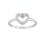 Bague Cœur Femme Or blanc 750/1000, Saphir rose et Diamants ORESSENCE