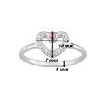 Bague Cœur Femme Or blanc 750/1000, Saphir rose et Diamants ORESSENCE, dimensions