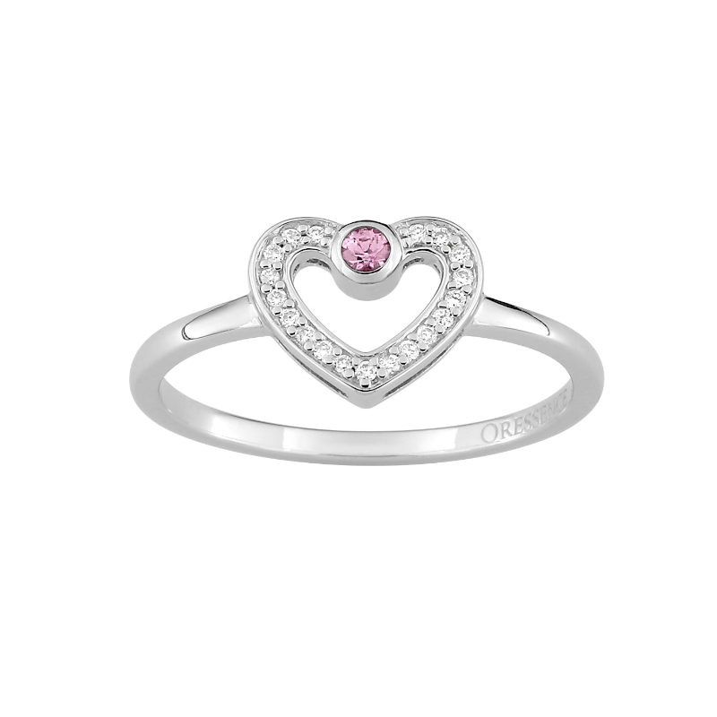 Bague-Femme-Or-blanc-750-Saphir-rose-et-Diamants-ORESSENCE-1-5511-21 Bague Cœur Femme Or blanc 750/1000, Saphir rose et Diamants ORESSENCE