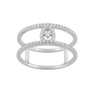 Bague Femme double rang Or blanc 750/1000 et Diamants CHRISTIAN BERNARD