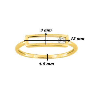 Bague Femme rectangulaire Or jaune et Diamants ROBBEZ MASSON, dimensions