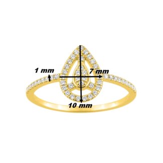 Bague goutte Femme Or jaune 750/1000 et Diamants CHRISTIAN BERNARD, dimensions