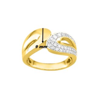 Bague Femme Or jaune 750/1000, Rhodium et Diamants CHRISTIAN BERBARD, largeur