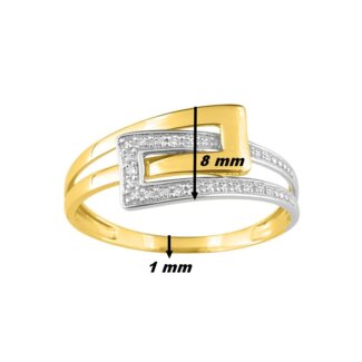 Bague Femme Or jaune 750/10, Rhodium et Diamants ROBBEZ MASSON, largeur