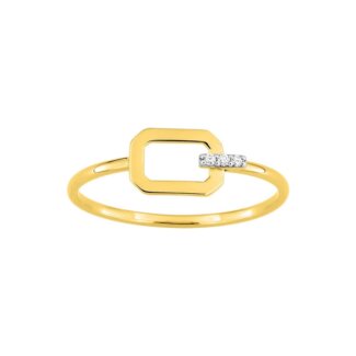 Bague octogonale Femme Or jaune 750/10, Rhodium et Diamants ROBBEZ MASSON