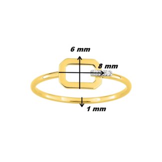 Bague octogonale Femme Or jaune 750/10, Rhodium et Diamants ROBBEZ MASSON, dimensions