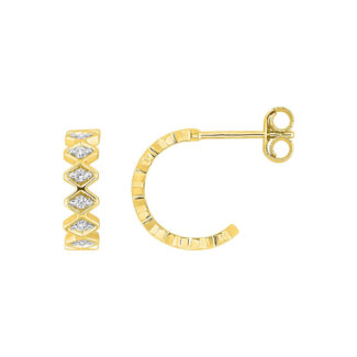 Boucles d’oreilles demi créoles Femme Or jaune 750/1000 et Diamants ROBBEZ MASSON