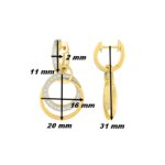 Boucles d’oreilles créoles, 2 modèles en 1, Or jaune 750/1000, Rhodium et Diamants ROBBEZ MASSON, dimensions