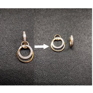 Boucles d’oreilles créoles, 2 modèles en 1, Or jaune 750/1000, Rhodium et Diamants ROBBEZ MASSON, autre vue