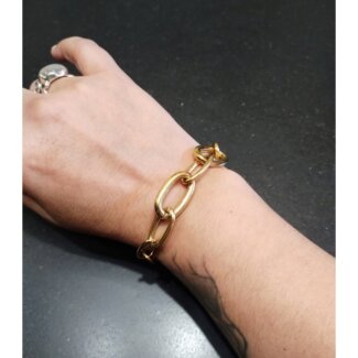 Bracelet chaîne Femme Acier inoxydable doré ROBBEZ MASSON porté