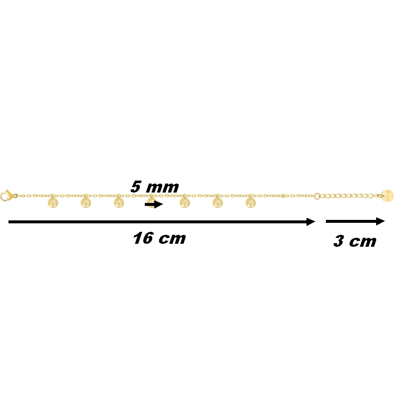 Bracelet-Femme-Arbre-de-vie-Acier-dore-inoxydable-robbez-masson-431275B-dimensions Bracelet Arbre de vie Femme Acier inoxydable doré ROBBEZ MASSON, dimensions