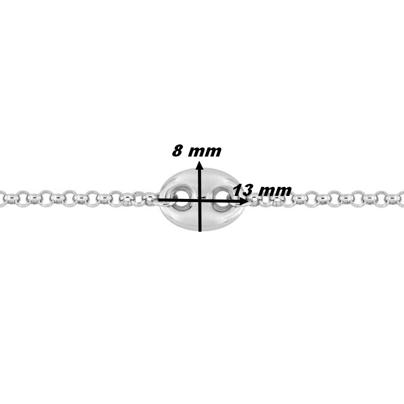 Bracelet-Femme-Argent-925-Grain-de-café-robbez-masson-333678-dimensions Bracelet Femme Grain de café Argent 925/1000 ROBBEZ MASSON, dimensions