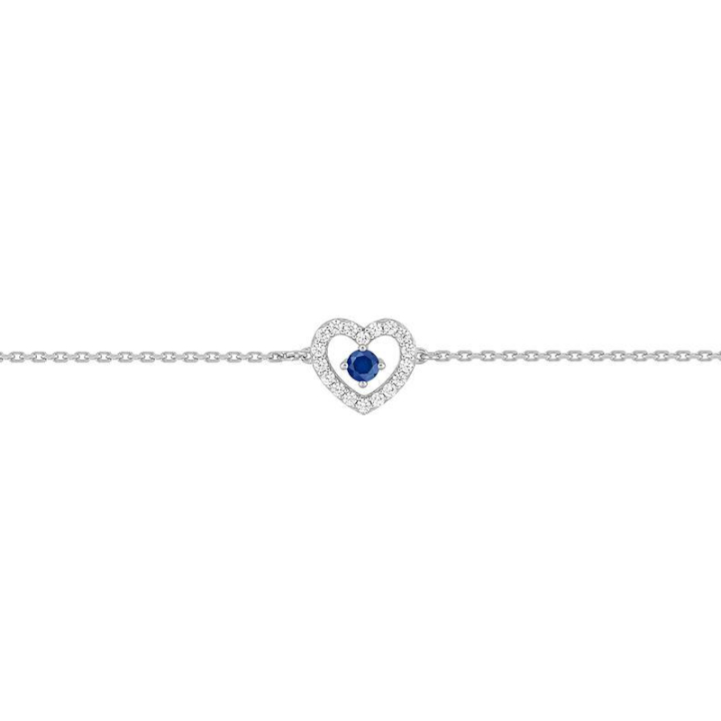 Bracelet-Femme-coeur-Or-blanc-750-Saphir-et-Oxydes-robbez-masson-4-7055-S1 Bracelet Femme Cœur Or blanc 750/1000, Saphir et Oxydes de zirconium ROBBEZ MASSON
