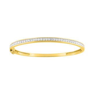 Bracelet jonc ouvrant Femme Or jaune 750/1000, Rhodium et Diamants ROBBEZ MASSON