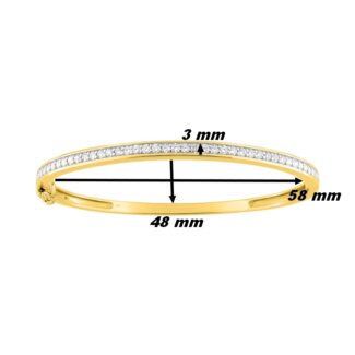 Bracelet jonc ouvrant Femme Or jaune 750/1000, Rhodium et Diamants ROBBEZ MASSON, dimensions