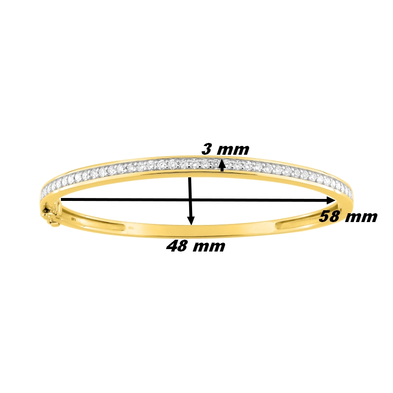 Bracelet jonc ouvrant Femme Or jaune 750/1000, Rhodium et Diamants ROBBEZ MASSON, dimensions