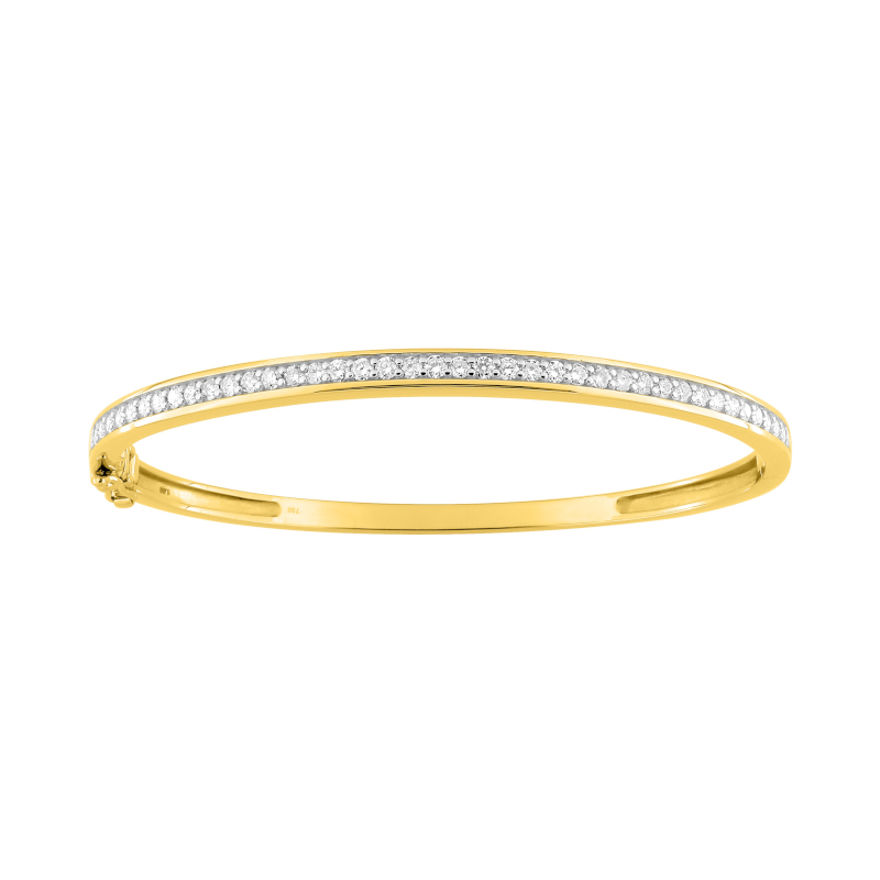 Bracelet jonc ouvrant Femme Or jaune 750/1000, Rhodium et Diamants ROBBEZ MASSON