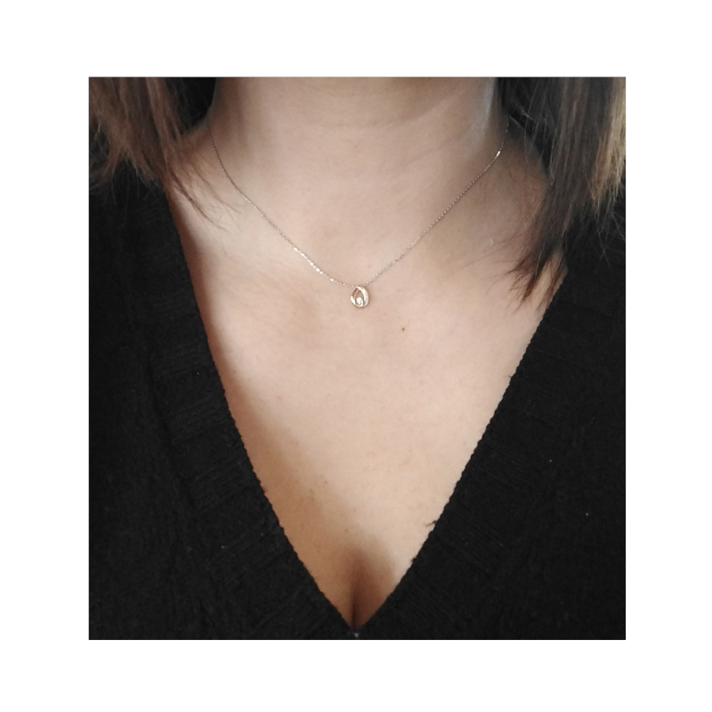 Collier Femme Or blanc, rose 750/1000 et Diamant ROBBEZ MASSON, porté