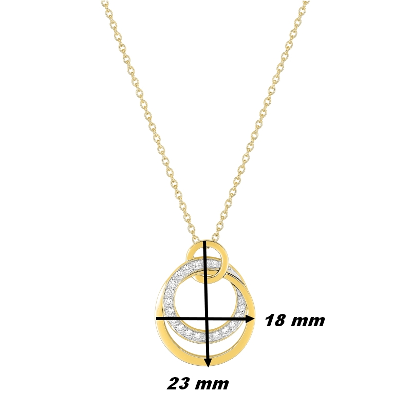 Collier-Femme-Or-jaune-750-Rhodium-et-Diamants-CHRISTIAN-BERNARD-3-6051-23-dimensions Collier Femme Or jaune 750/1000, Rhodium et Diamants CHRISTIAN BERNARD, dimensions