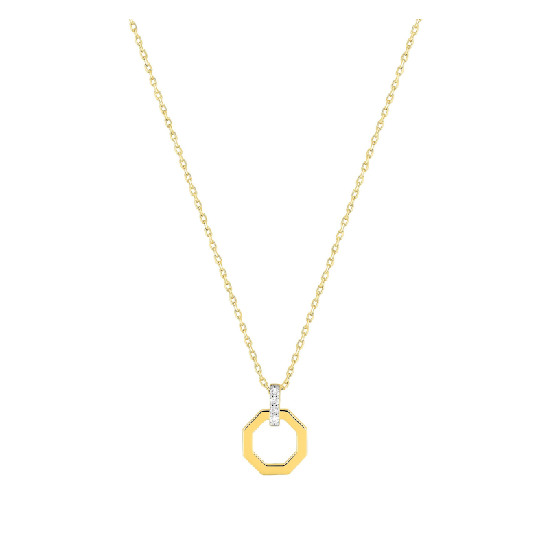 Collier-Femme-Or-jaune-750-rhodium-et-Diamants-robbez-masson-3-7353.33 Collier octogonal Femme Or jaune 750/1000, Rhodium et Diamants ROBBEZ MASSON