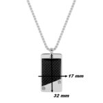 Collier Homme plaque Acier inoxydable et Carbone ROBBEZ MASSON, dimensions