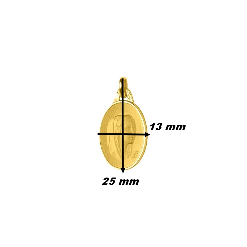 Médaille Vierge Or jaune 750/1000 ROBBEZ MASSON, dimensions