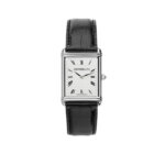 Montre Art Déco rectangulaire Homme cuir noir et Acier inoxydable HERBELIN 17468AP08
