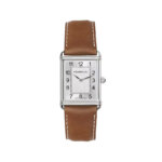 Montre Art Déco rectangulaire Homme cuir marron et Acier inoxydable HERBELIN 17468AP22GD