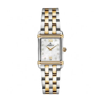 Montre Art déco Femme rectangulaire Acier inoxydable bicolore et Oxydes de zirconium HERBELIN 17478BT59