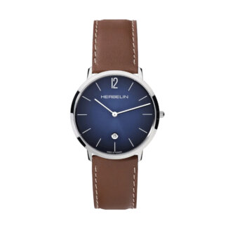 Montre Homme City HERBELIN, Acier inoxydable et Cuir marron 19515AP15GD