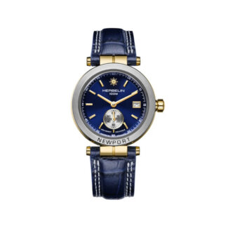 Montre EDITION LIMITEE Homme NEWPORT Héritage Mécanique HERBELIN, Acier inoxydable bicolore et cuir bleu 1956T35