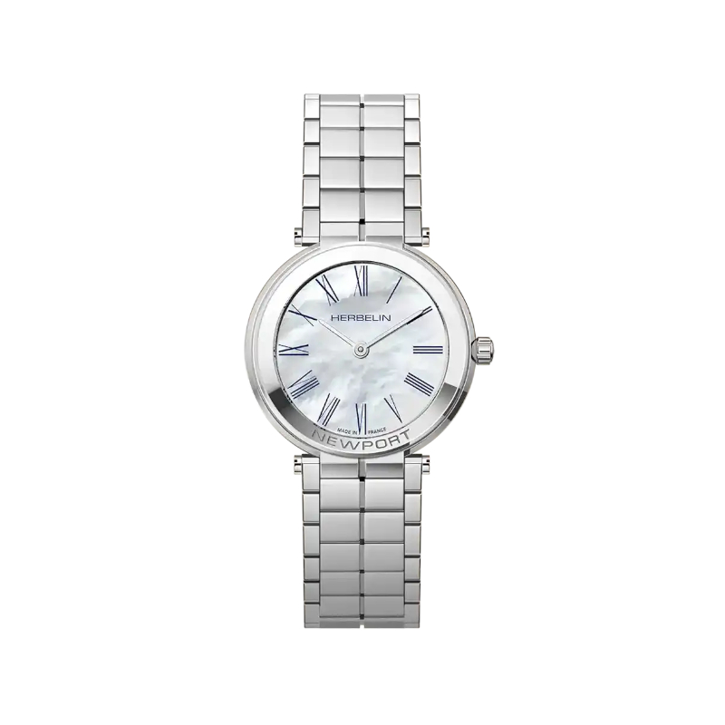 Montre-Femme-NEWPORT-Slim-Quartz-HERBELIN-Acier-inoxydable-et-nacre-16922B09 Montre Femme NEWPORT Slim HERBELIN Acier inoxydable 16922B09