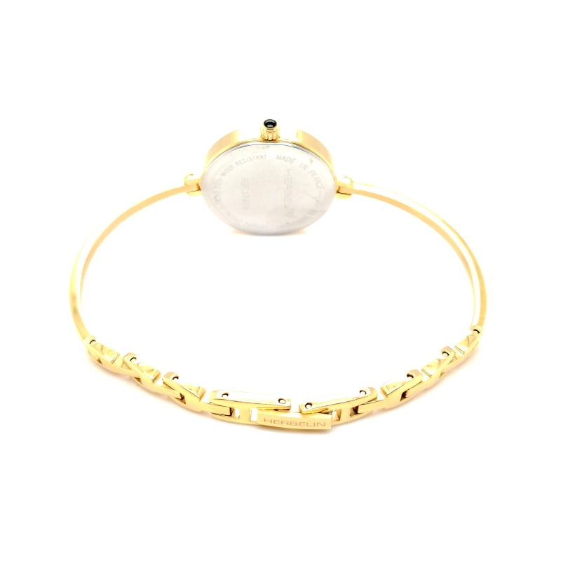 Montre-Femme-fil-ronde-Acier-dore-inoxydable-HERBELIN-17206BP24-arrière Montre Femme Fil HERBELIN Acier inoxydable doré 17206BP24, arrière